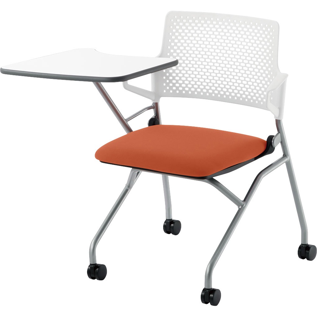 6-113-1528 ミーティングチェア FM-345シリーズ ネスティング脚 内田洋行 キャスターあり シルバーメタリック メモ台あり(A3) 質量9.5kg  6-113-1528