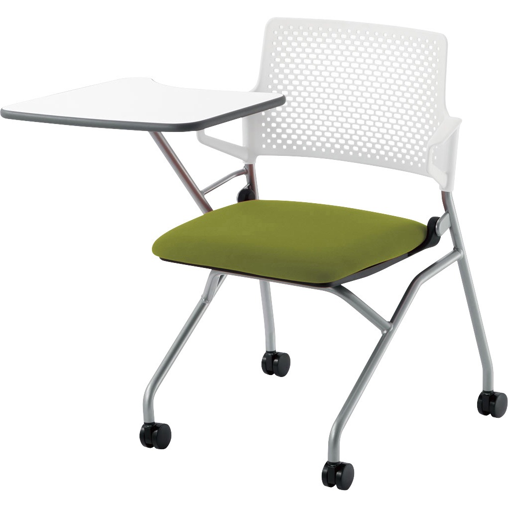 6-113-2023 ミーティングチェア FM-345シリーズ ネスティング脚 抗ウイルス加工張地 内田洋行 メモ台あり(A3) 質量9.5kg   6-113-2023 34,437円