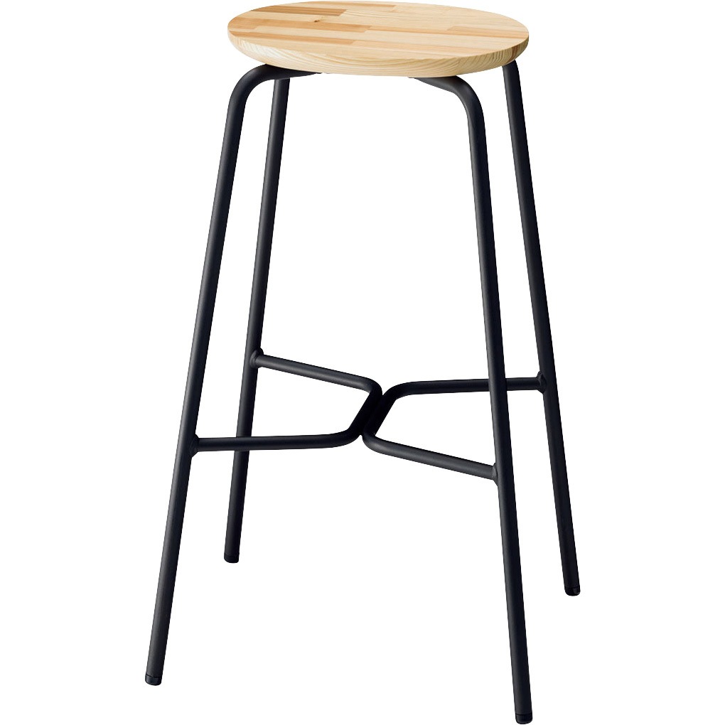 6-113-5409 ミーティングチェア Puller[プラー]スツール(杉集成材) 内田洋行 ブラック