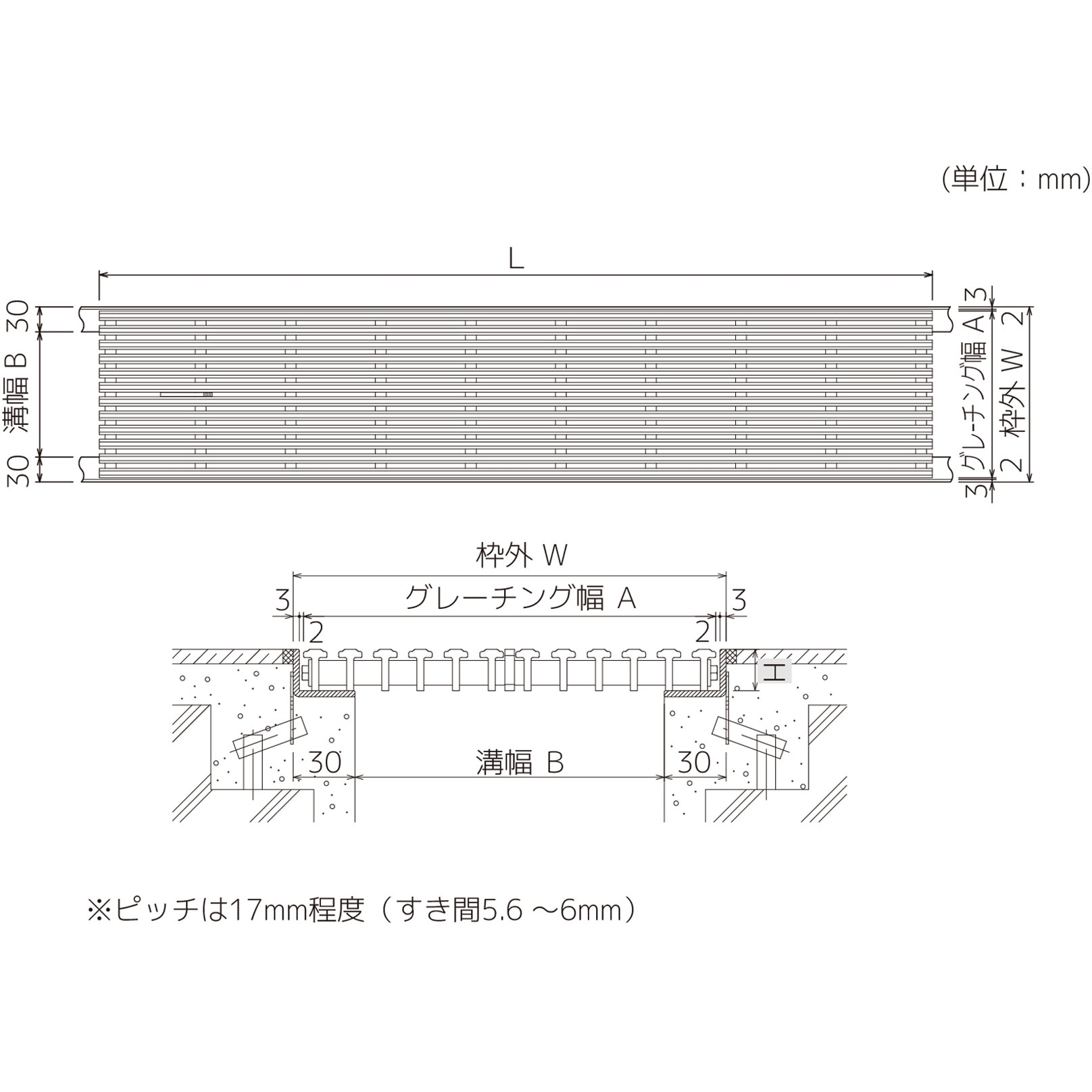 GRS-20W150-K セーフティグレーチングノンスリップタイプ樹脂製