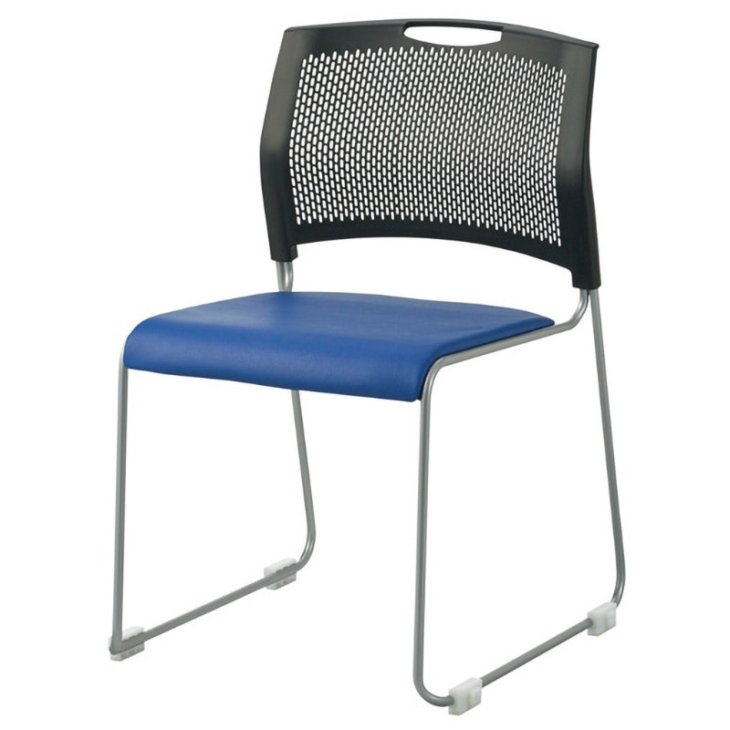 FRS-10L IB スタッキングチェア FRS PVCレザー張 ジョインテックス 組立・設置・取付 インディゴブルー/ブラック色 高さ777mm幅514mm奥行537mm  FRS-10L IB 8,564円