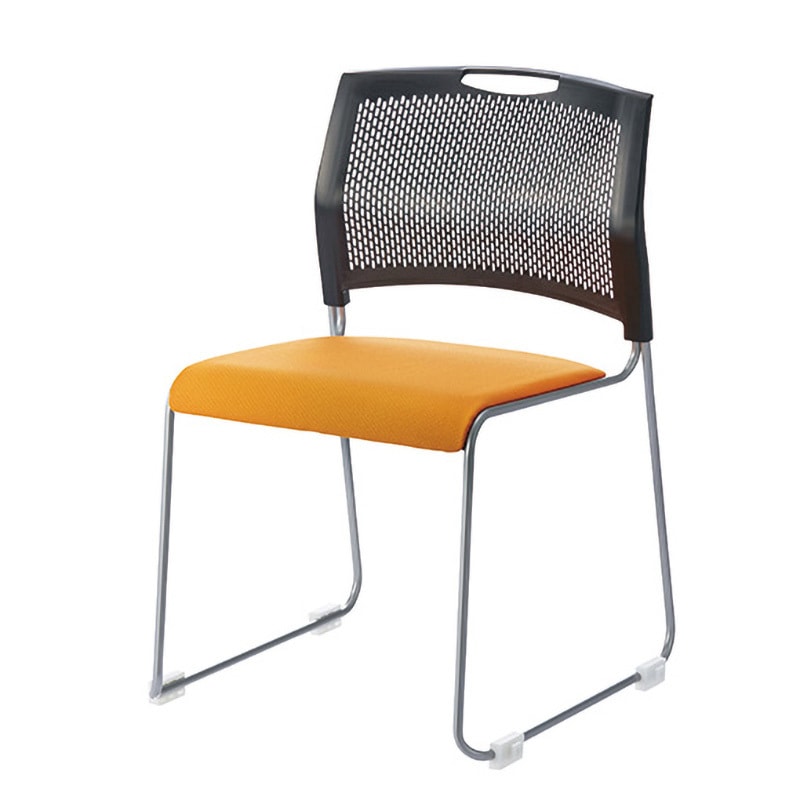 FRS-10 OR スタッキングチェア FRS 布張 ジョインテックス 組立・設置・取付 オレンジ ブラック 高さ777mm幅514mm奥行537mm