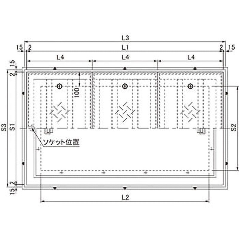 BH-CSW-14 800×1400 大口径マシンハッチ スチール縞鋼板二重蓋 密閉型 第一機材 二重蓋(T-14用)型 234,900円