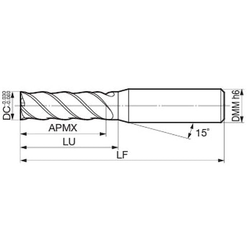 HHM4030ZX 高硬度材用 ZXコート ハードエンドミル 4枚刃 HHM4000ZX型