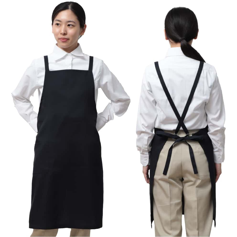 8103 ポケット付き胸あてエプロン (ポリエステル100%) STATUSUNI