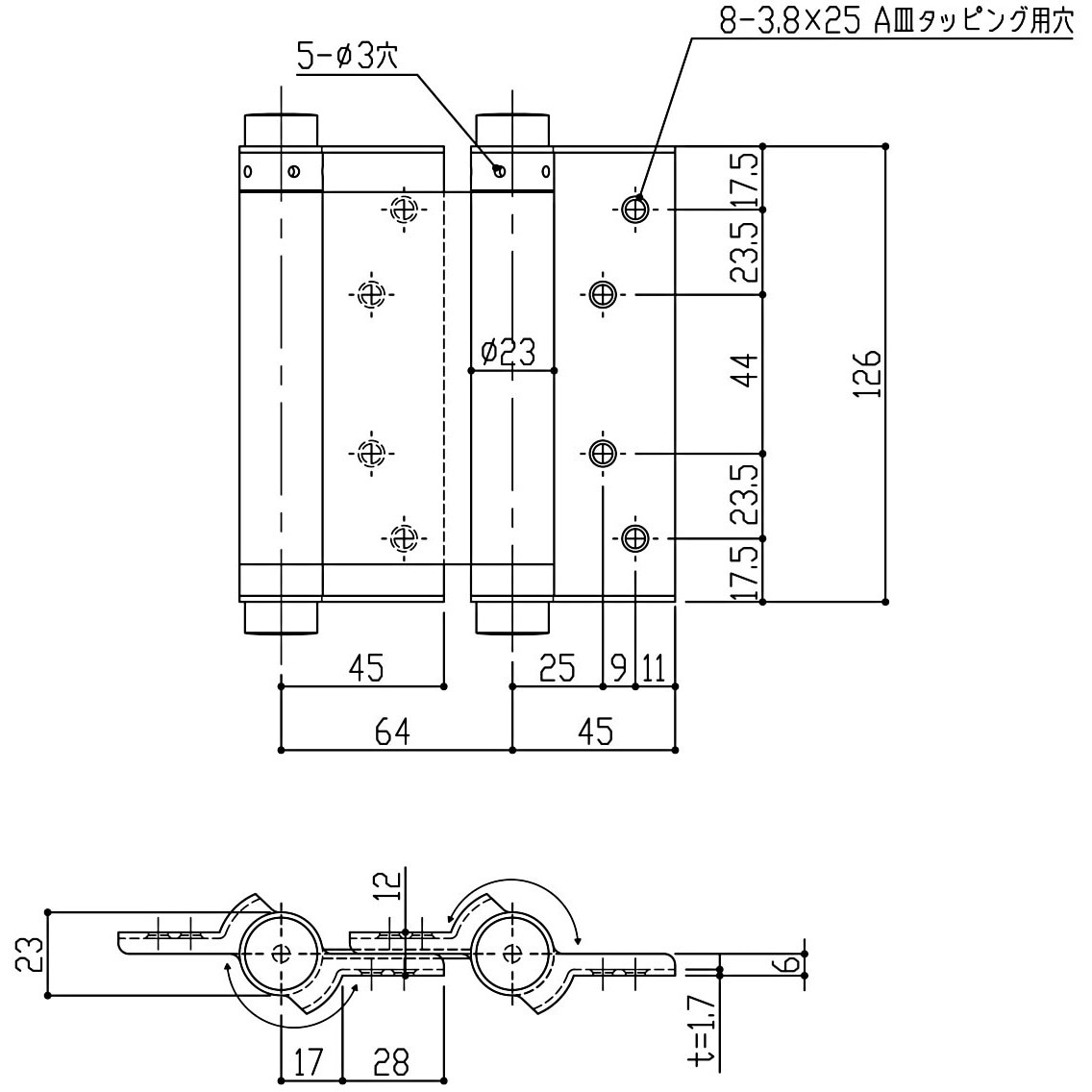ST-24W-127 鉄 自由丁番 両開 ノーブランド 横109mm縦126mm 1個 ST-24W-127 ST-24W-127 鉄 自由丁番 両開 ノーブランド 横109mm縦126mm 1個 ST-24W-127