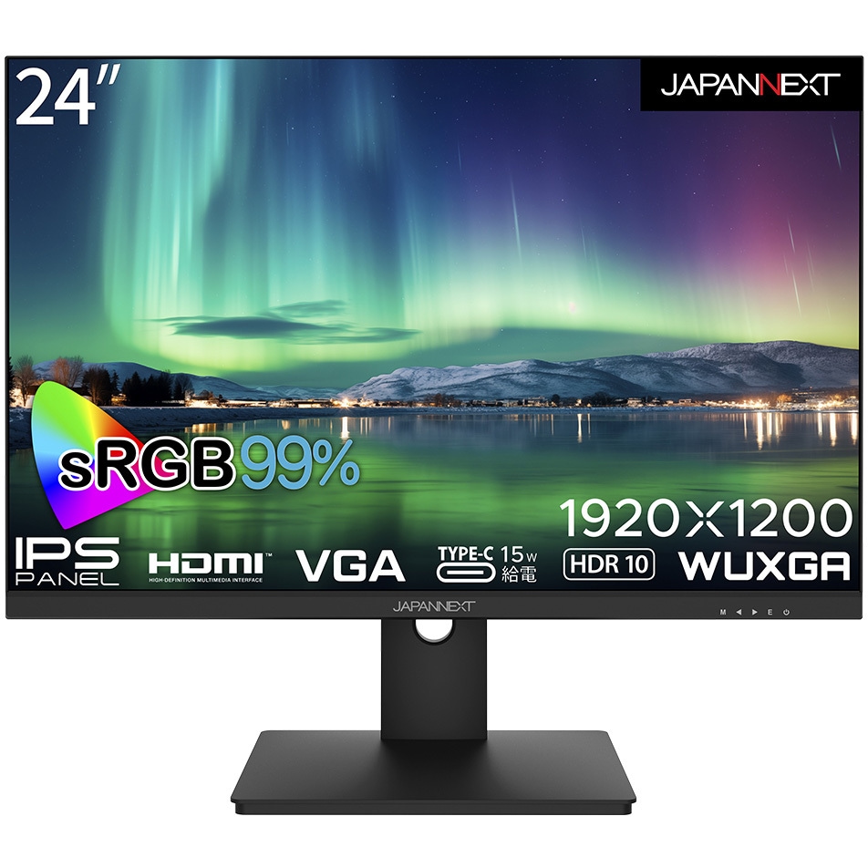 JN-IPS24WUXGAR-C 液晶ディスプレイ 24型/1920×1200/USB Type-C×1