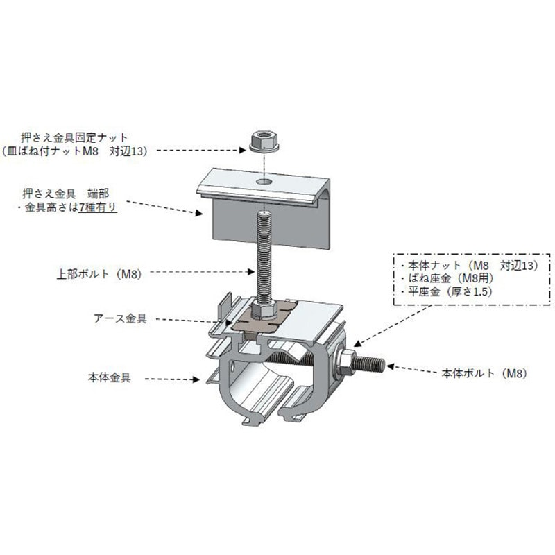 SA5WH0553-1 ハゼ式 (角/丸)アルミ直付ソーラー金具 サカタ SA5WH0553-1 ハゼ式 (角/丸)アルミ直付ソーラー金具 サカタ