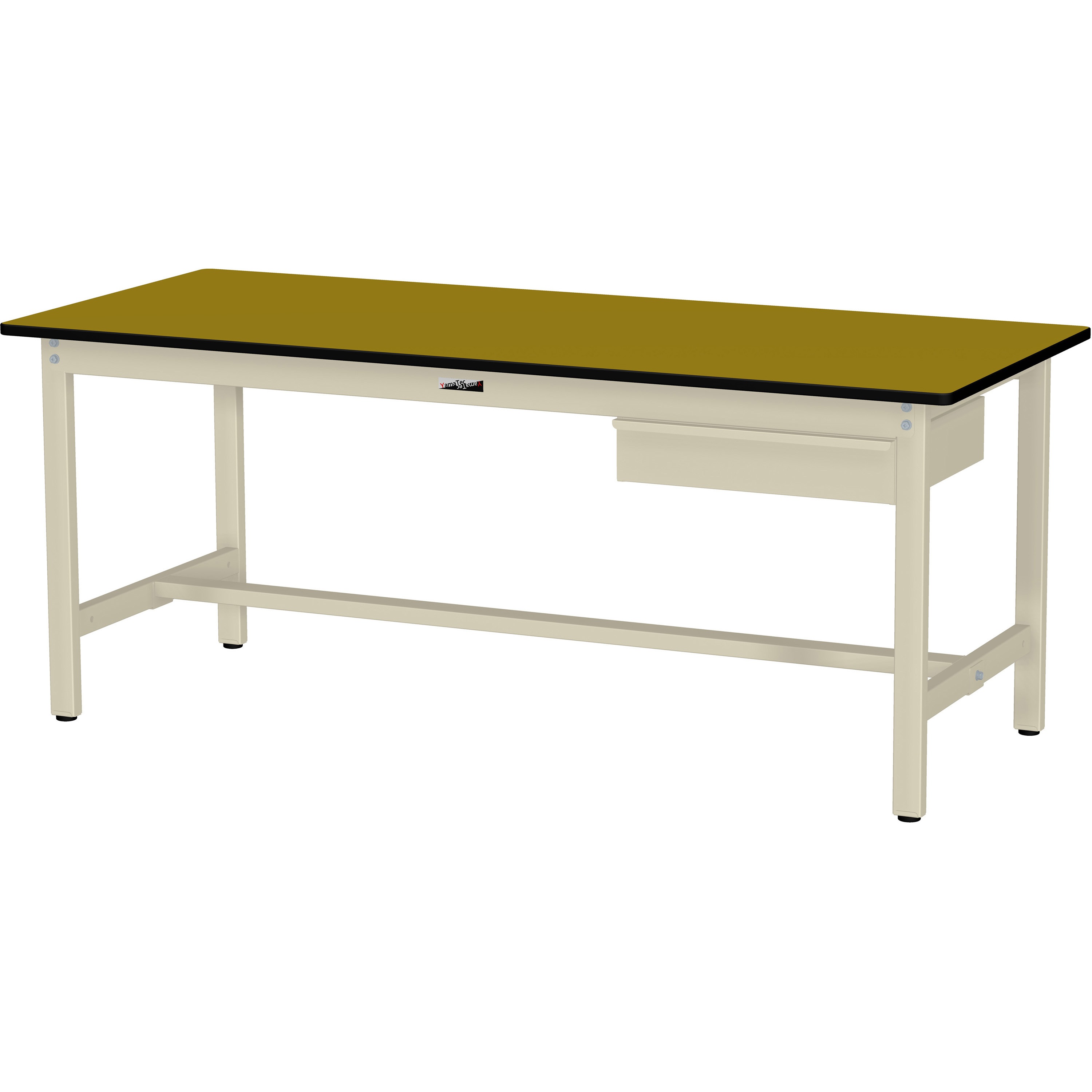 SWP-1890-MI+D1-IV ワークテーブル300シリーズH740固定式(1段(深型W500mm)キャビネット付き) 山金工業 ポリエステル製天板 木目柄 アイボリー 間口1800mm奥行900mm 39,389円