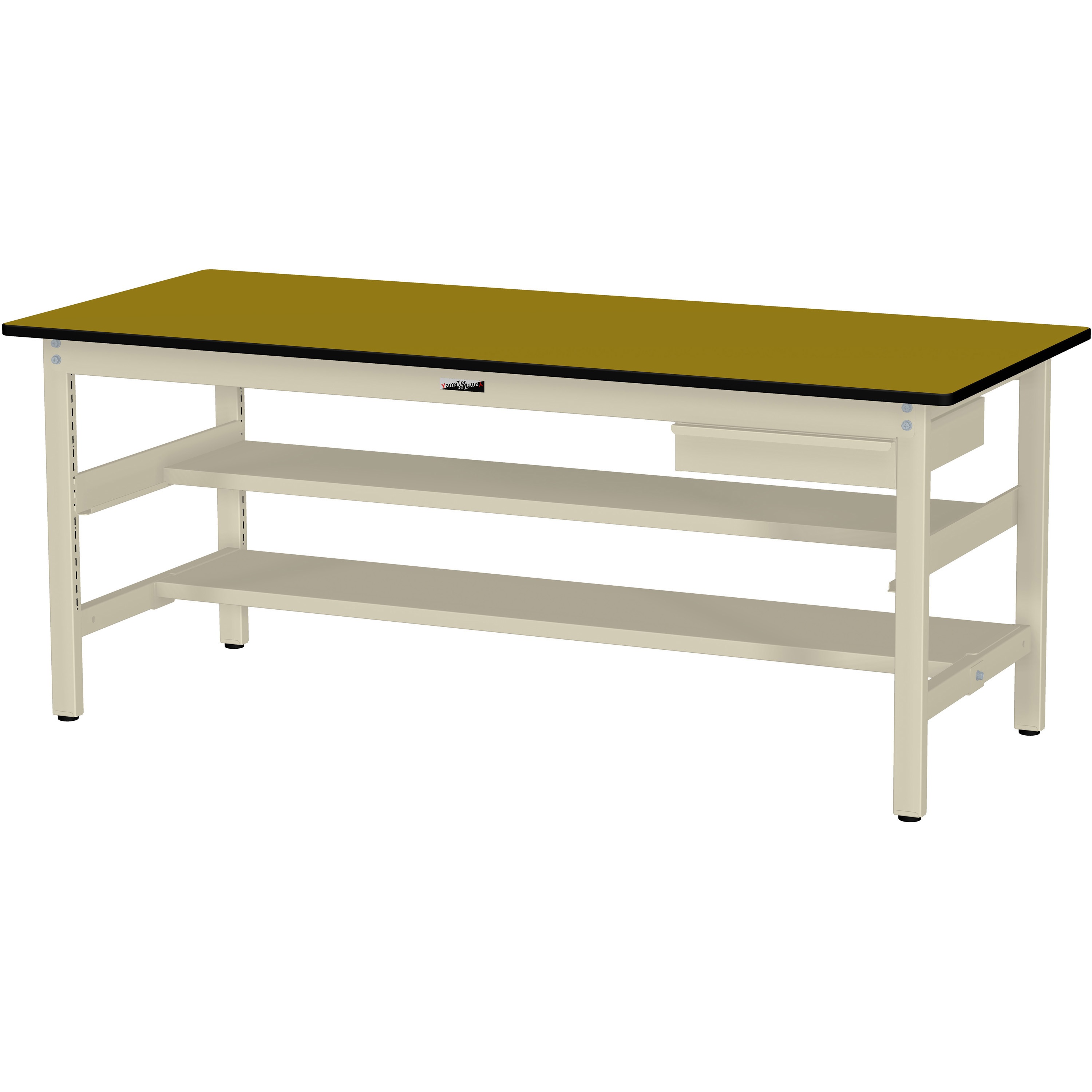 SWP-960TS1-MI+S1-IV ワークテーブル300シリーズH740固定式(中間棚・半面棚板・1段(浅型W394mm)キャビネット付き) 1台 山金工業 【通販モノタロウ】