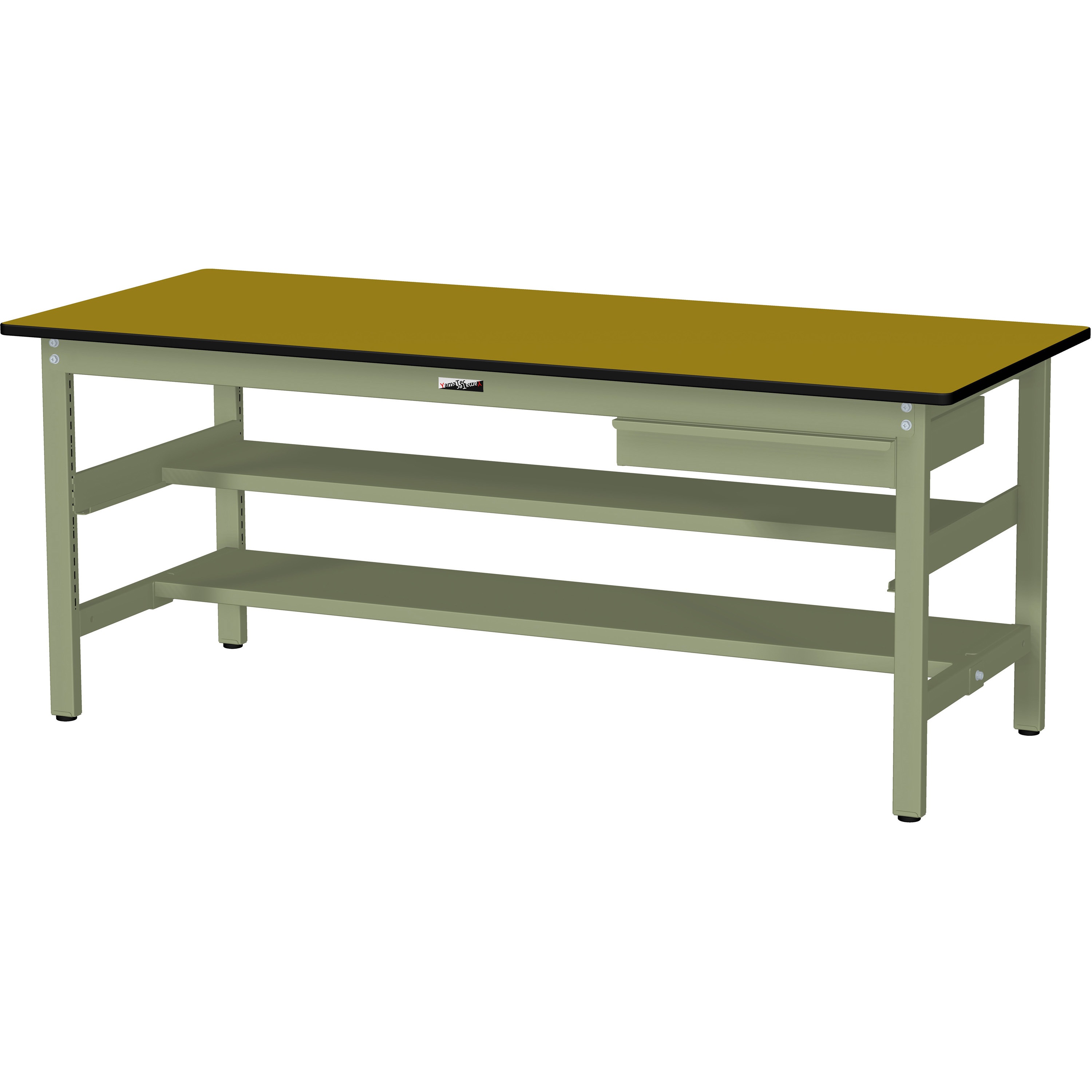 SWP-1260TS1-MG+L1-G ワークテーブル300シリーズH740固定式(中間棚・半面棚板・1段(浅型W500mm)キャビネット付き) 1台 山金工業 【通販モノタロウ】 39,418円