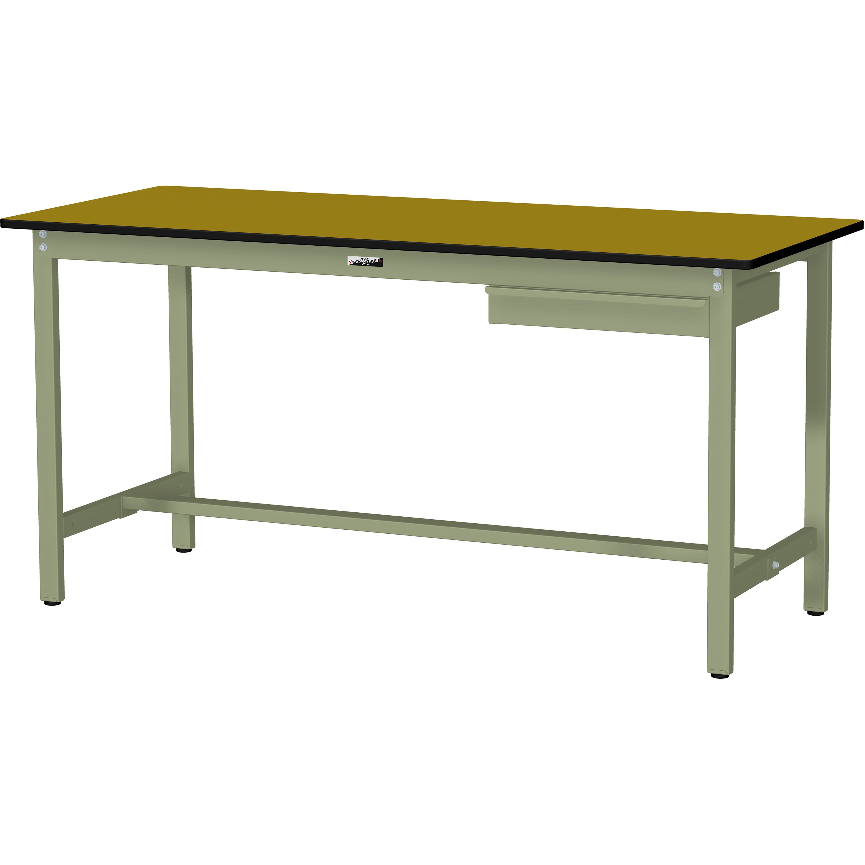 SWPH-1875-MG+L1-G ワークテーブル300シリーズH900固定式(1段(浅型W500mm)キャビネット付き) 山金工業 ポリエステル製天板 木目柄 間口1800mm奥行750mm