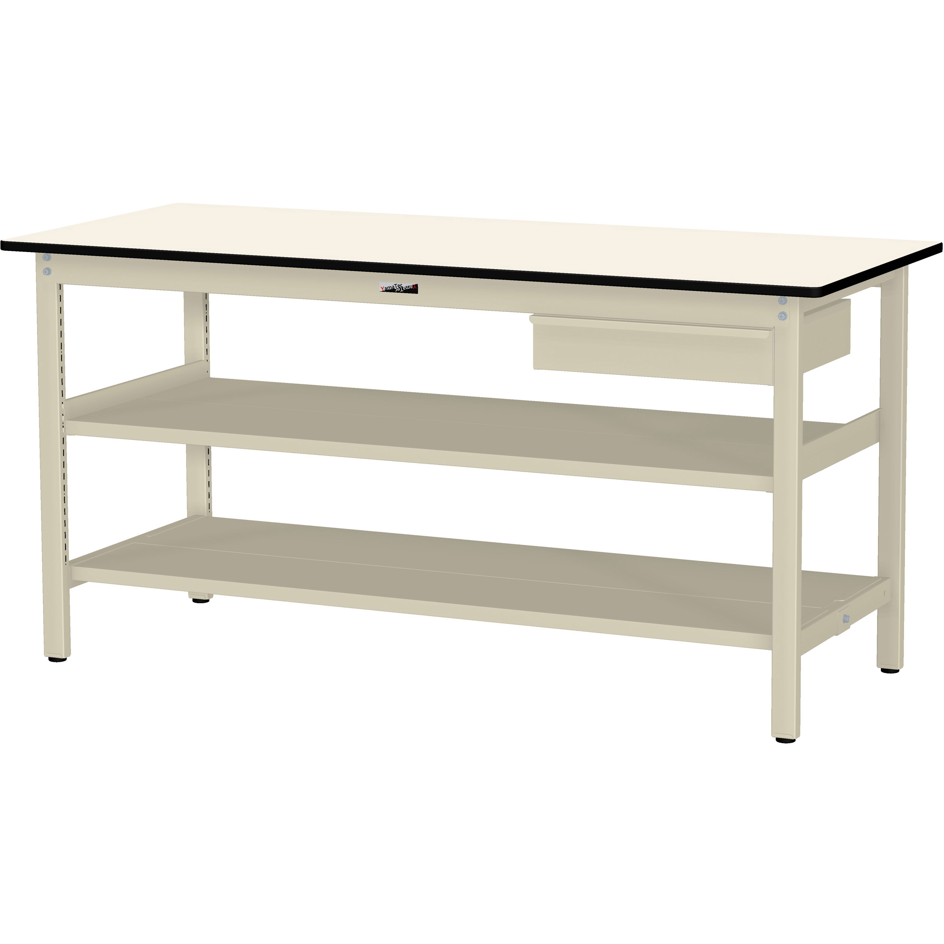 SWPH-1860TTS2-II+D1-IV ワークテーブル300シリーズH900固定式(中間棚・全面棚板・1段(深型W500mm)キャビネット付き) 1台 山金工業 【通販モノタロウ】