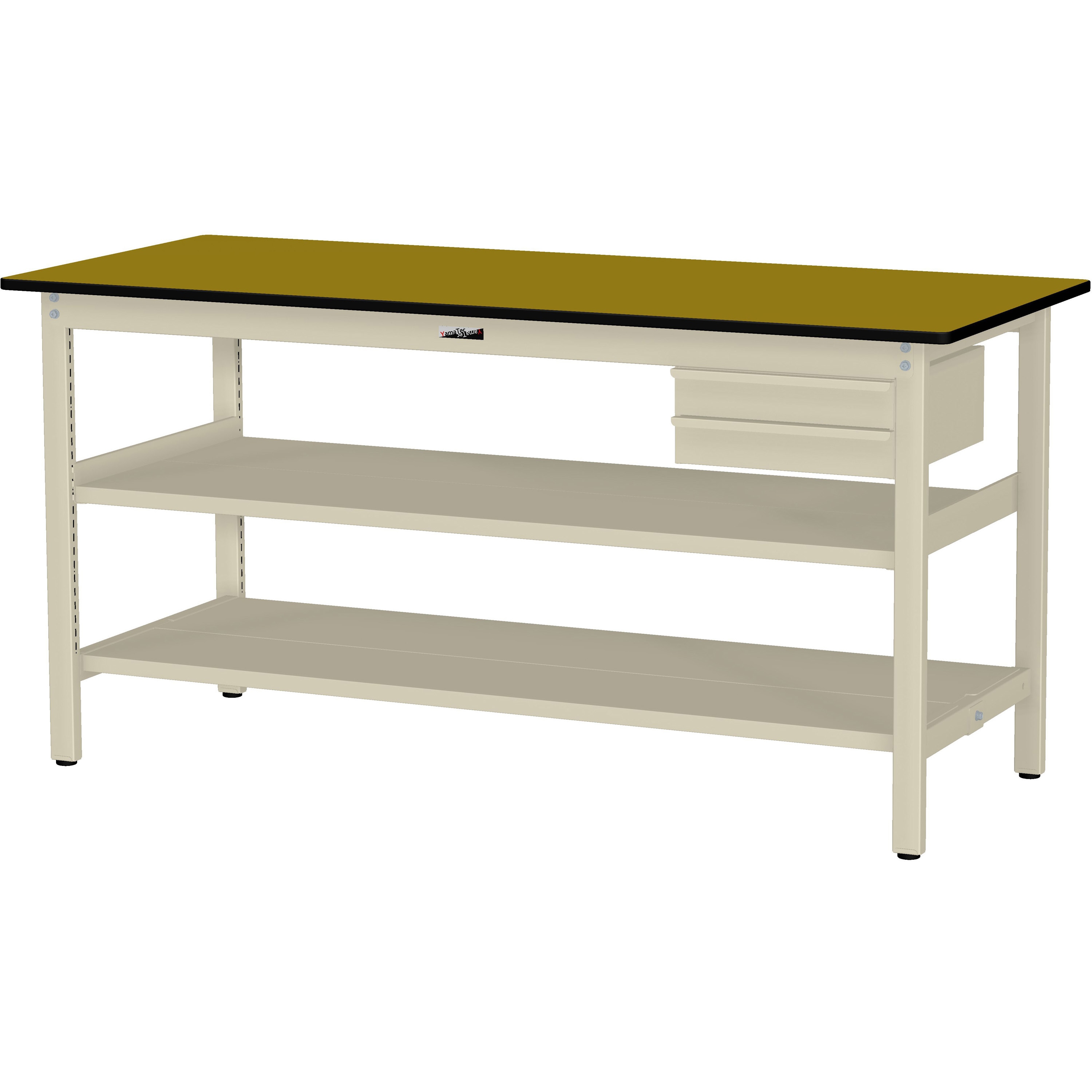 SWPH-775TTS2-MI+S2-IV ワークテーブル300シリーズH900固定式(中間棚・全面棚板・2段(浅型W394mm)キャビネット付き) 1台 山金工業 【通販モノタロウ】