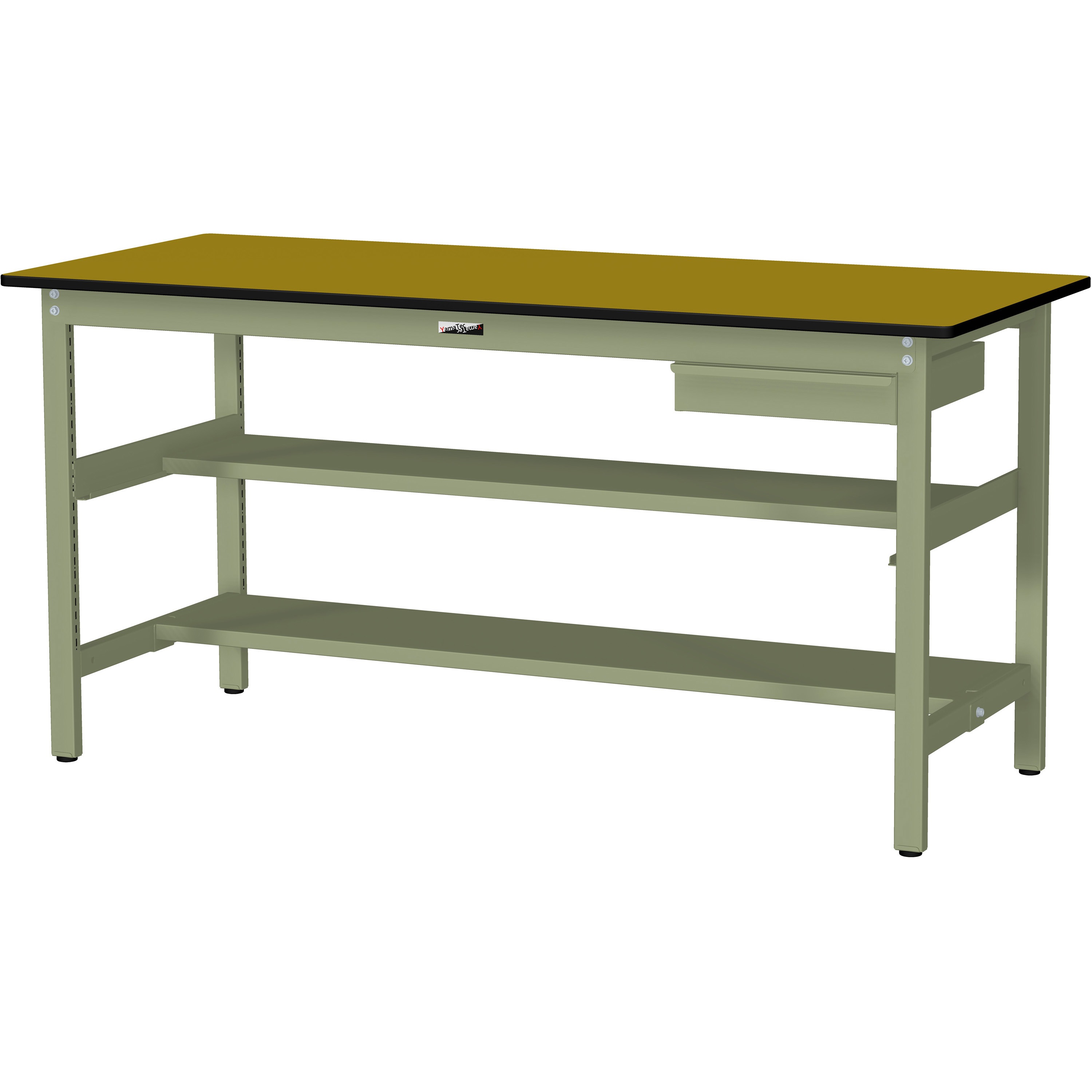 SWPH-960TS1-MG+S1-G ワークテーブル300シリーズH900固定式(中間棚・半面棚板・1段(浅型W394mm)キャビネット付き) 1台 山金工業 【通販モノタロウ】