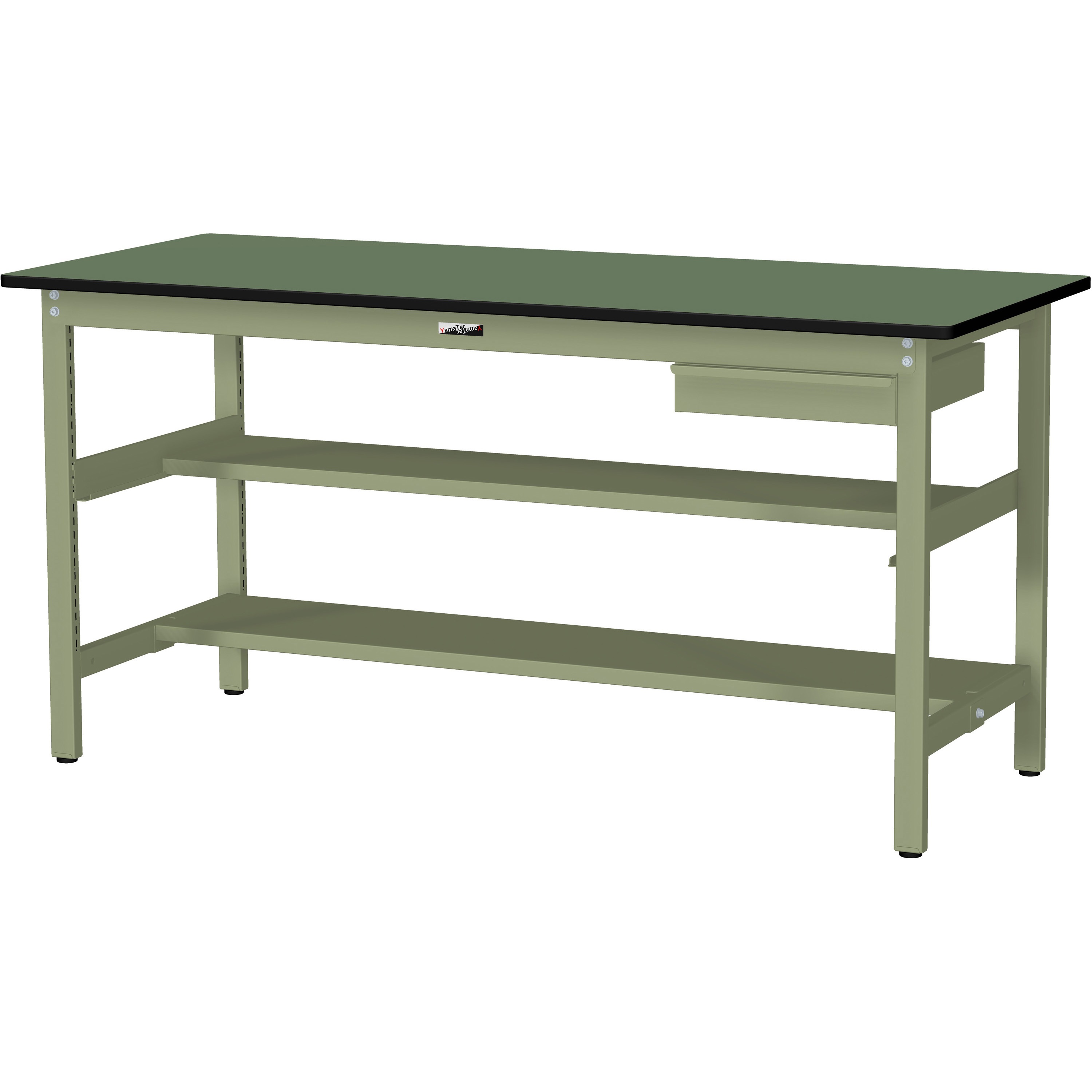 SWRH-1860TS1-GG+S1-G ワークテーブル300シリーズH900固定式(中間棚・半面棚板・1段(浅型W394mm)キャビネット付き) 1台 山金工業 【通販モノタロウ】