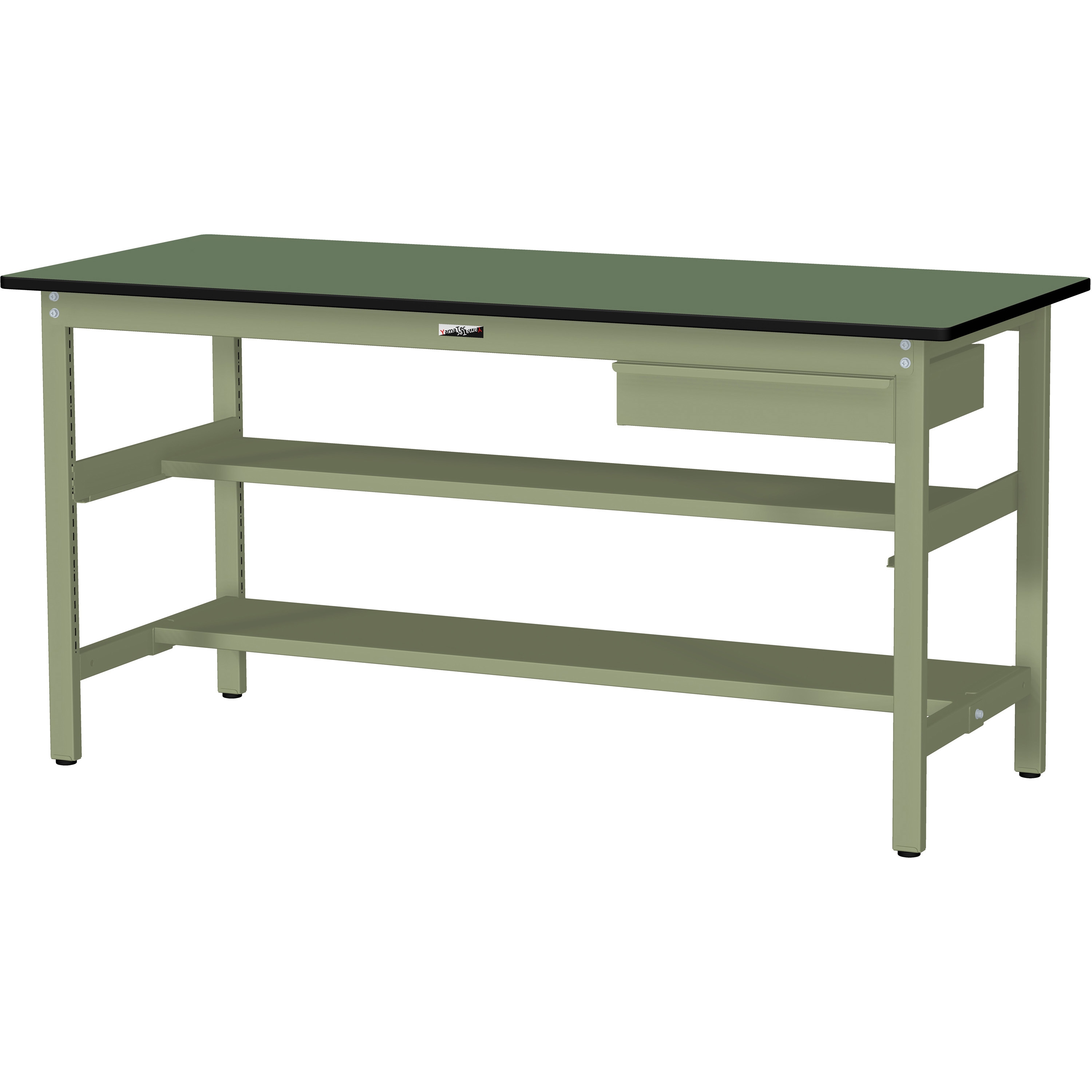 SWRH-1860TS1-GG+D1-G ワークテーブル300シリーズH900固定式(中間棚・半面棚板・1段(深型W500mm)キャビネット付き) 1台 山金工業 【通販モノタロウ】