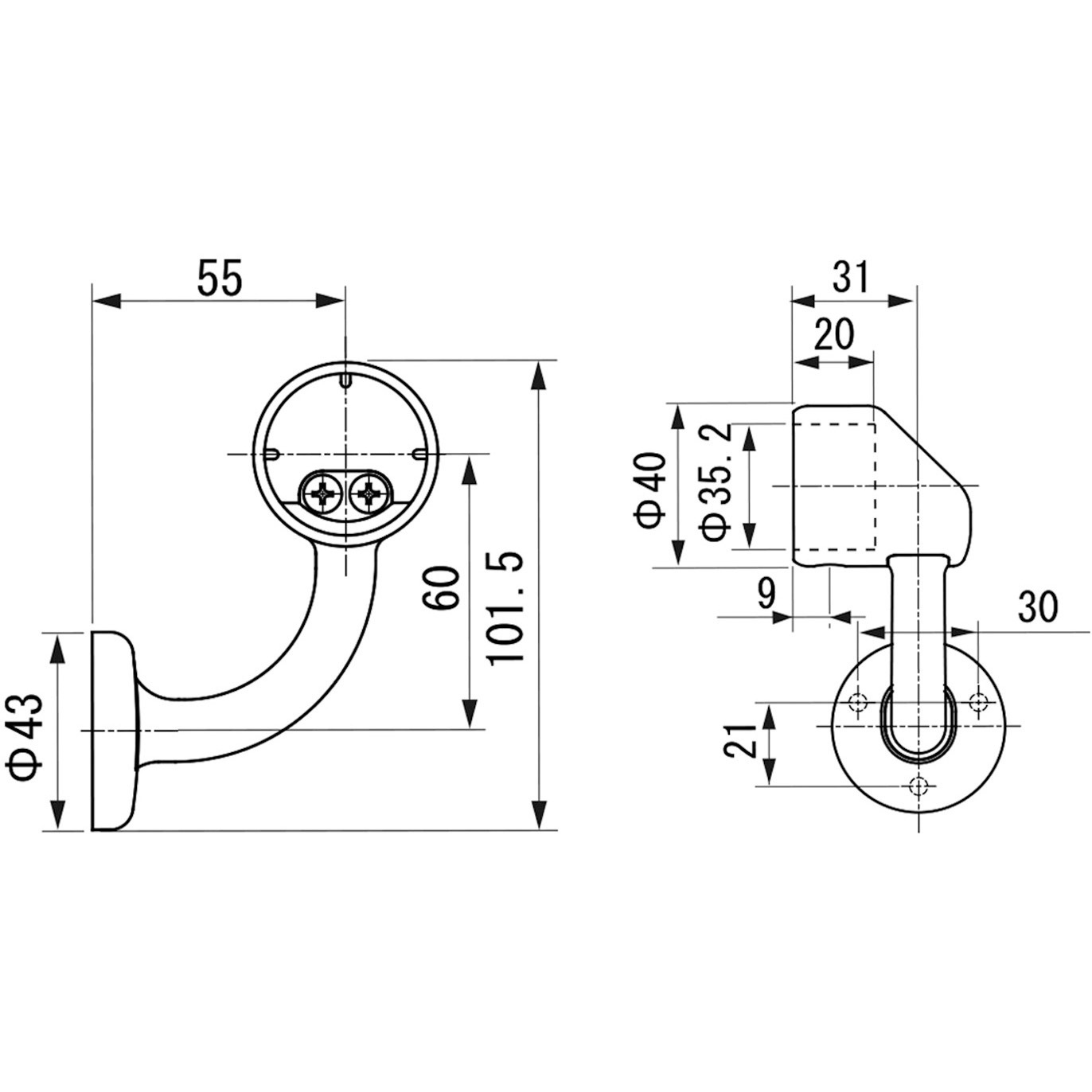 NES11G ぬくもり手すりNES 壁受止め WAKI(和気産業) L止 適合径32