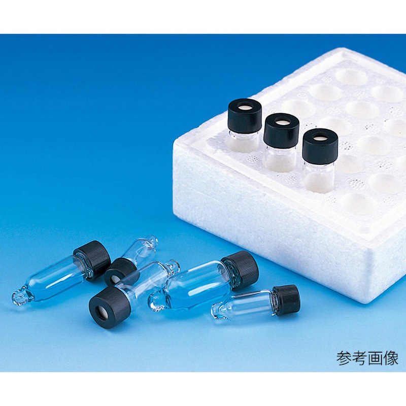 203320 ミニバイアル 無色 +穴あきキャップ 黒 +フッ素PTFE/シリコンパッキン 組合せセット NEG(日電理化硝子) 1mL  1箱(20組)