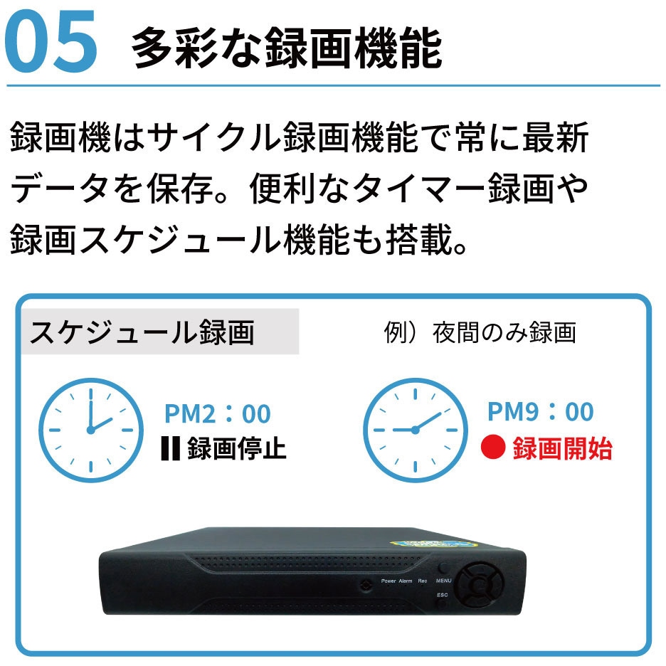 SEC-S-4C-10L-500 30万画素屋外型防犯カメラ(4台)・録画機(HDD500GB