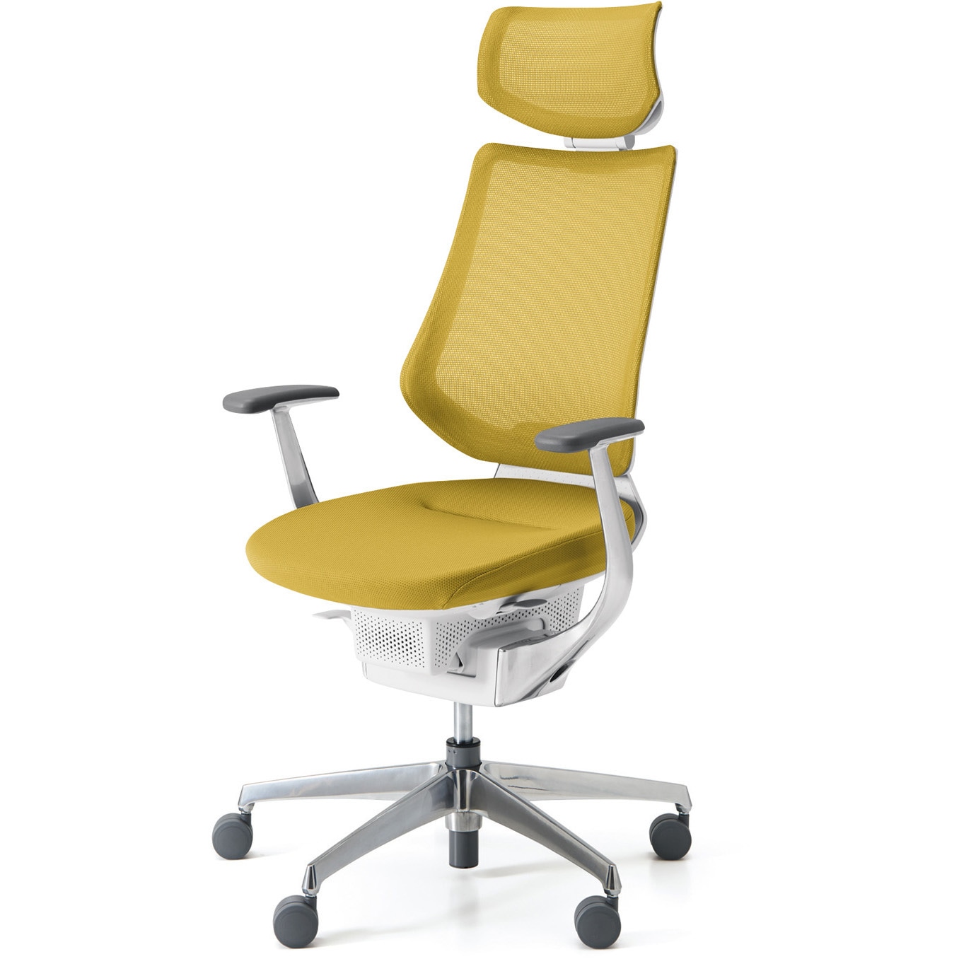 CR-GA3445E1G41S-W オフィスチェアー ing ヘッドレスト付きタイプ(配送・組立サービス付き) コクヨ 肘掛あり ナイロンキャスター 材質アルミポリッシュ脚   CR-GA3445E1G41S-W