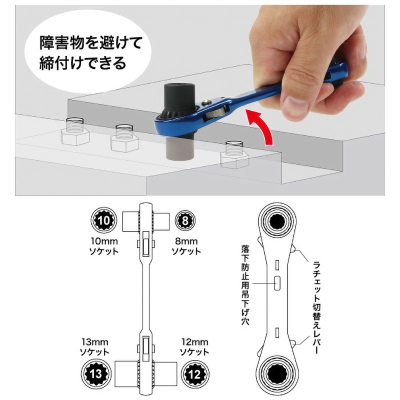 DR-0813S-FA 両口ダブルソケットレンチ(ショートタイプ) 1個 DENSAN(デンサン/ジェフコム) 【通販モノタロウ】