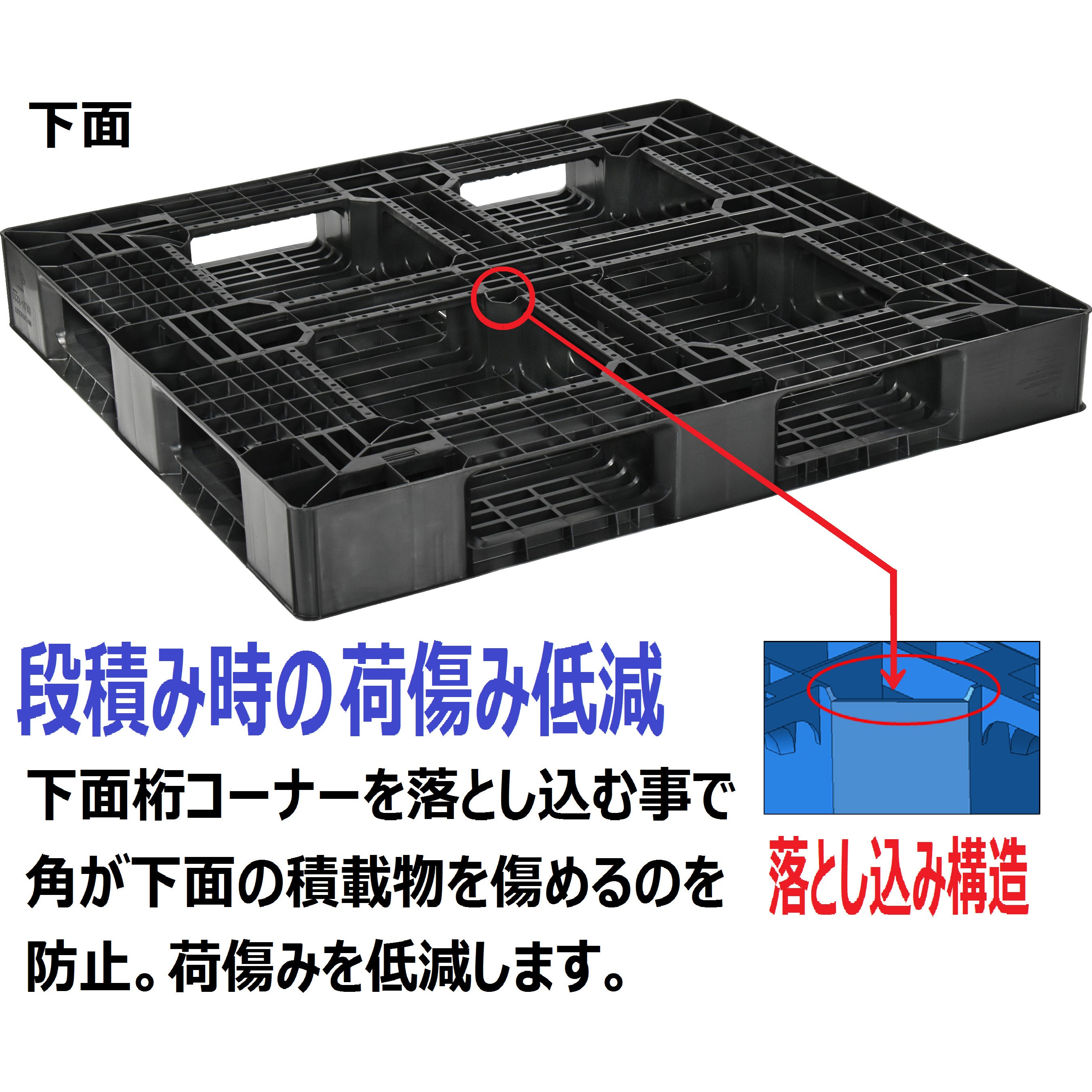 SLB-1211RR-BK プラスチックパレット 日本プラパレット(NPC SLB-1211RR-BK プラスチックパレット 日本プラパレット(NPC