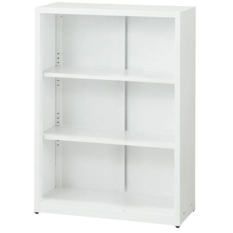 744926 A4浅型書庫オープン スマイル(家具) ホワイト色 幅800mm奥行350mm高さ1110mm