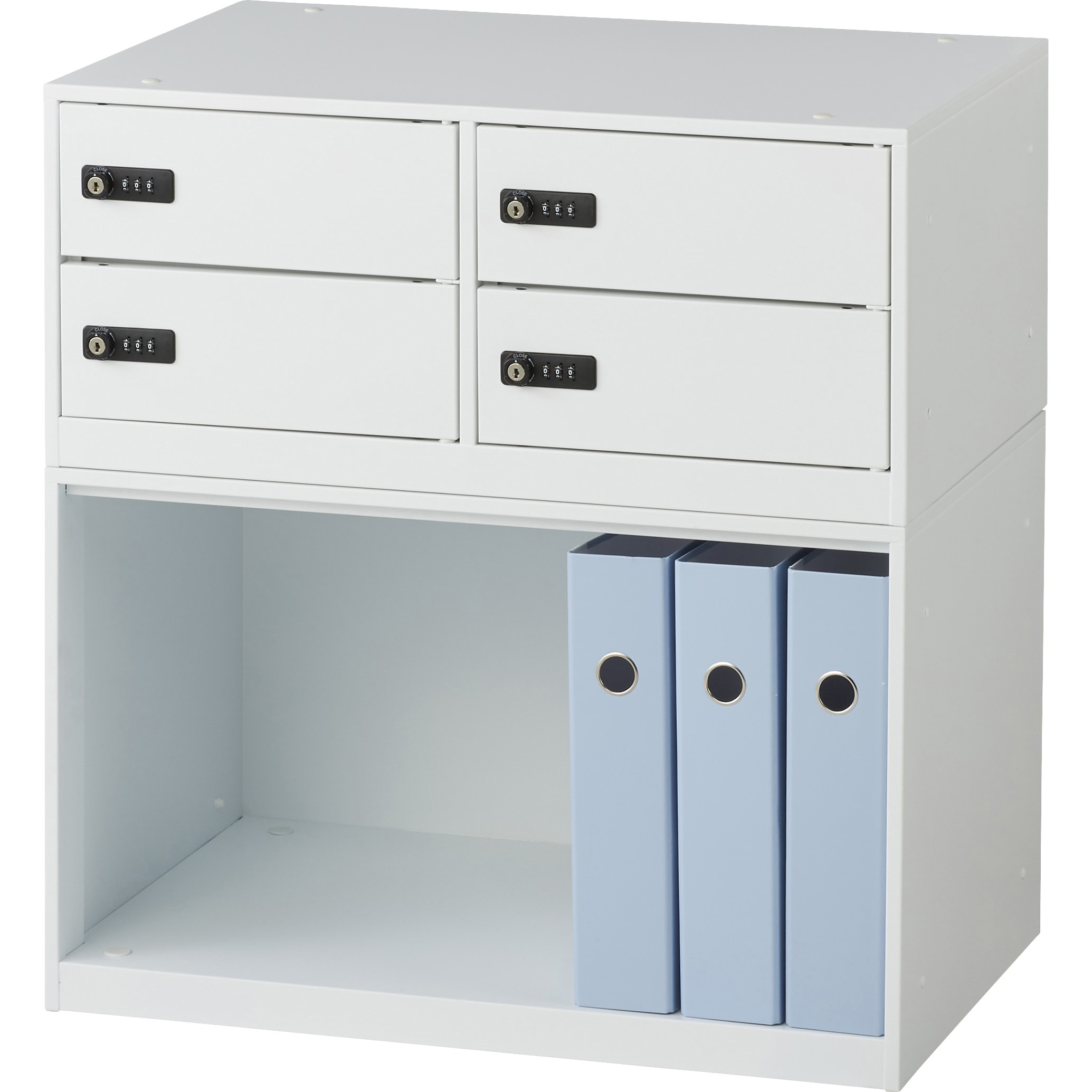 746463 小物入れロッカー(ベースセット) スマイル(家具) ダイヤル錠 ホワイト色 人数4人用 幅620mm奥行410mm高さ656mm 30,537円