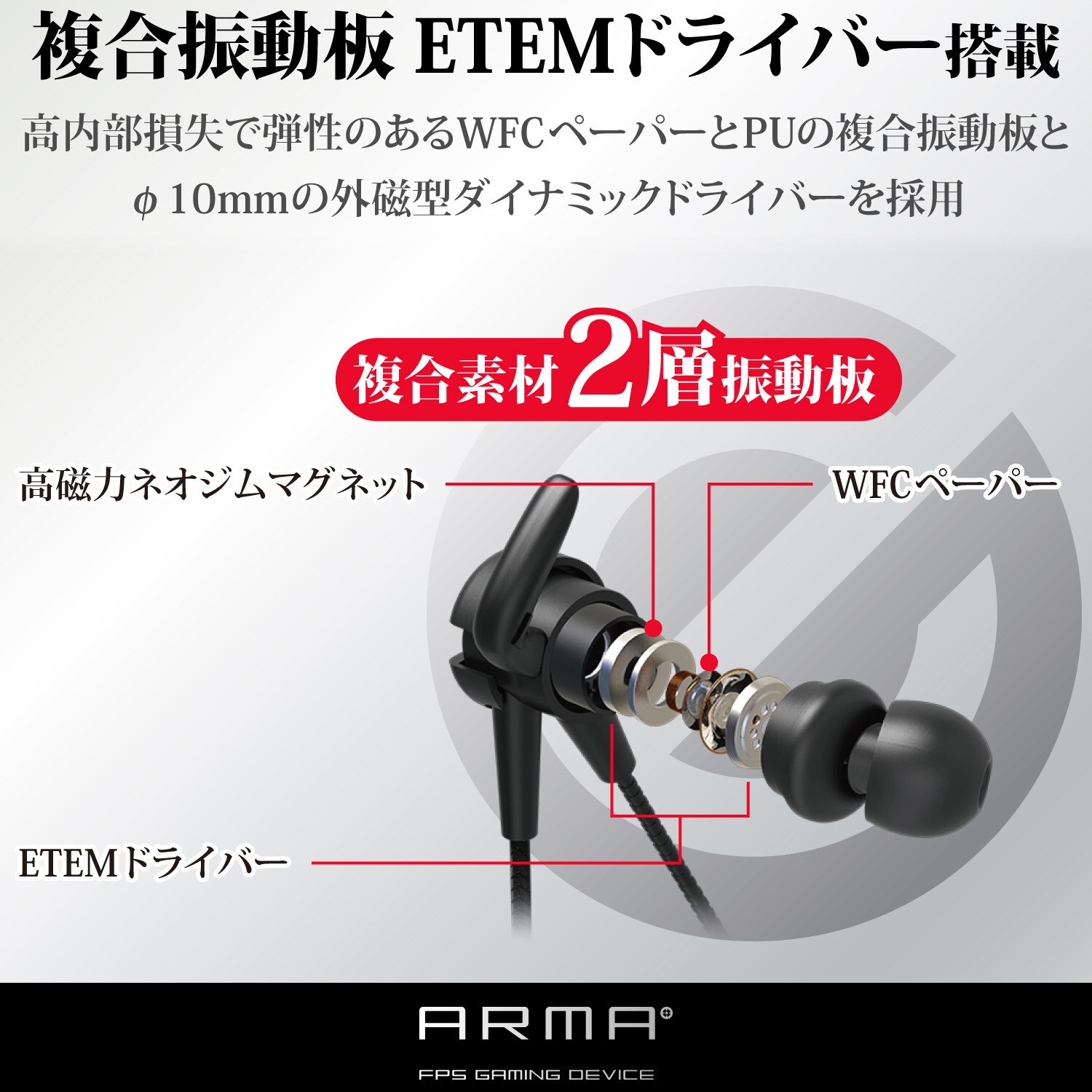 ARMA”ゲーミングイヤホンマイク - HS-ARMA50EBK