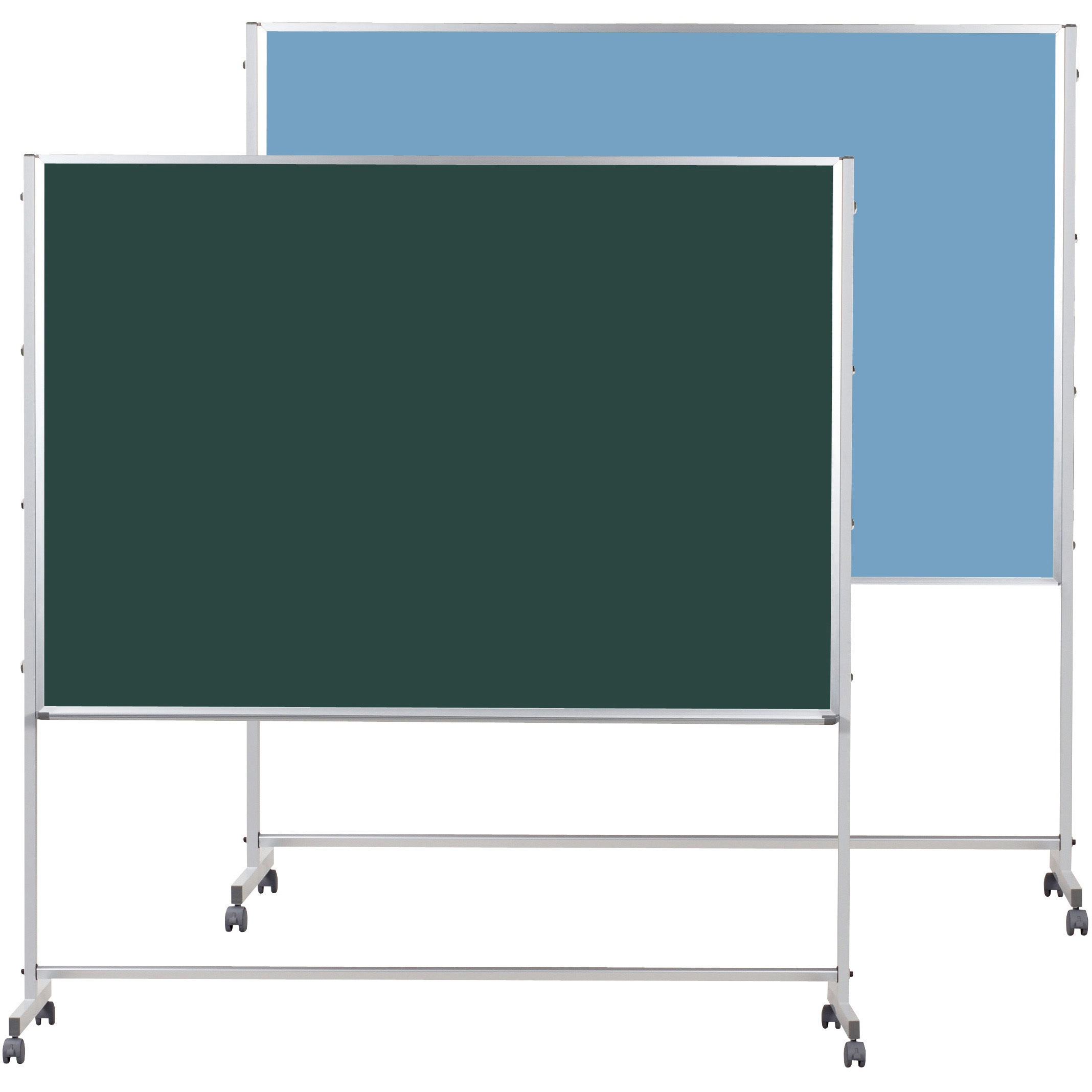 PTSK406-741 スチールグリーン黒板、ワンウェイ掲示板 Pシリーズ脚付 W1800×H1215 馬印 ブルー色   PTSK406-741