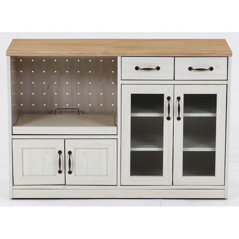 97955 キッチンカウンター 不二貿易 ナチュラル×ホワイト色 外寸法1180