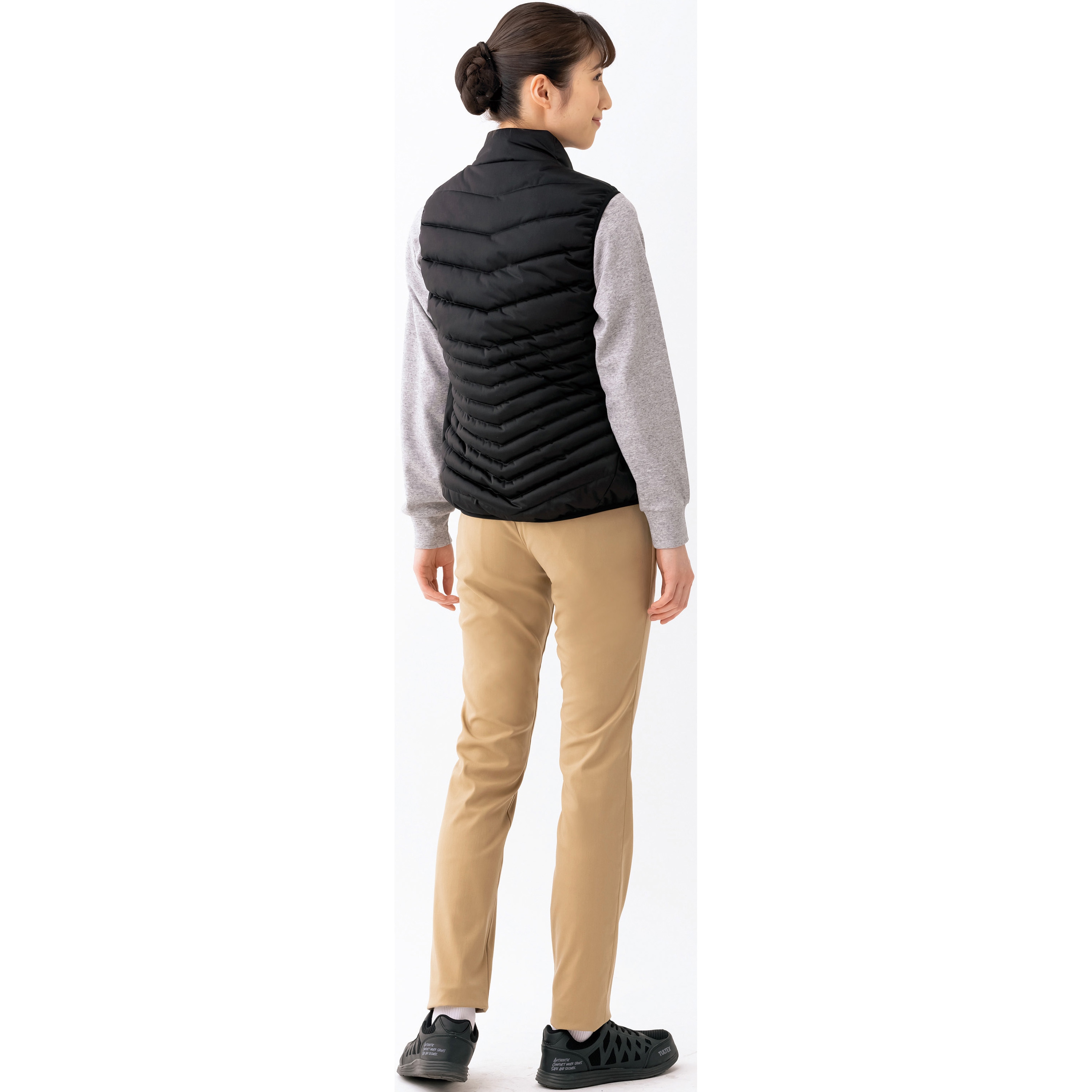 8312【ワケあり】 衿付ヒーターベスト(男女兼用) TULTEX(タルテックス) ブラック色 サイズS着丈61cm