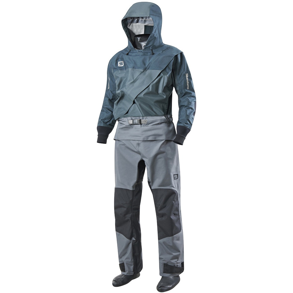 BSJ-FDS1 XL ドライスーツ 釣り用 フード付き 透湿防水生地 ブルー