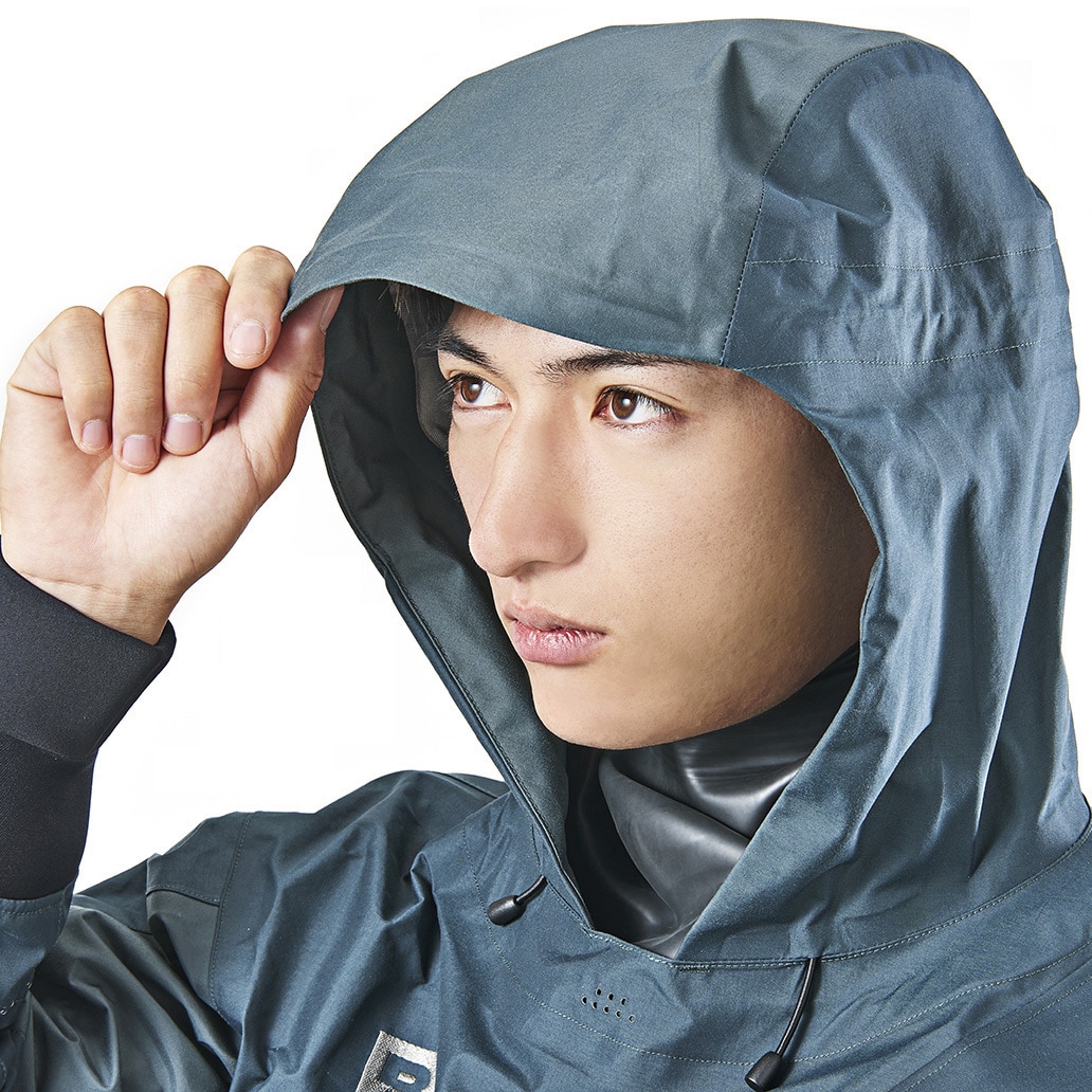 BSJ-FDS1 XL ドライスーツ 釣り用 フード付き 透湿防水生地 ブルー