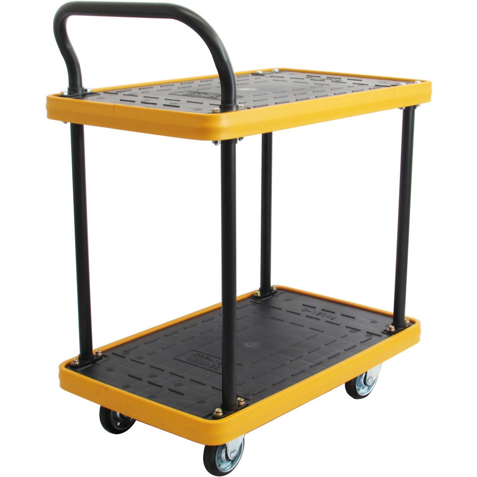 KPP-154YB 2段片袖ハンドル樹脂台車(ブレーキ付) HAMACO 荷台寸法716×436mm  KPP-154YB