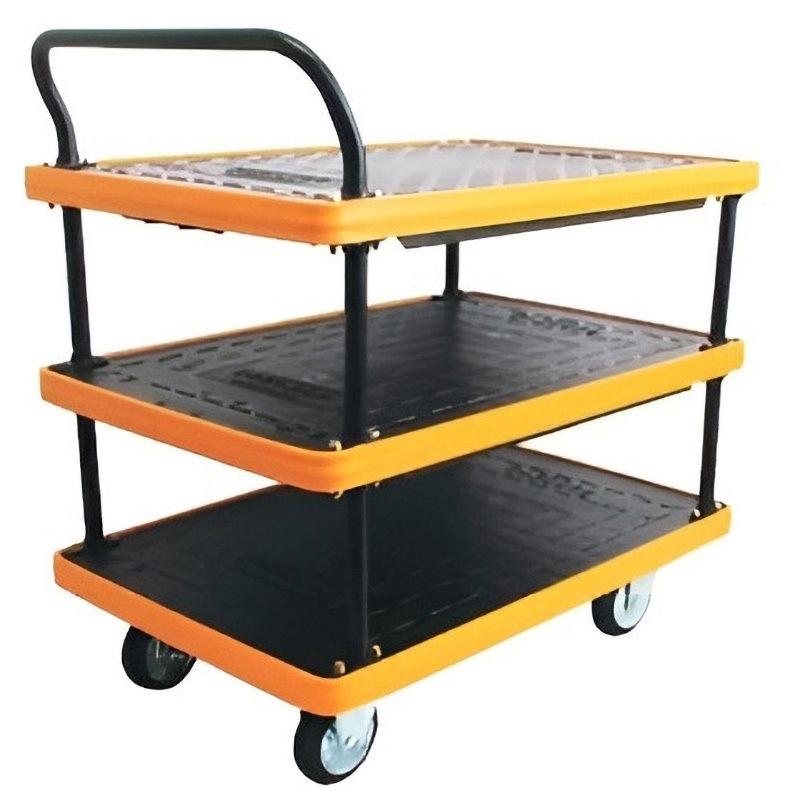 KPP-308YB 3段片袖ハンドル樹脂台車(ブレーキ付) HAMACO 荷台寸法906×616mm  KPP-308YB 37,037円