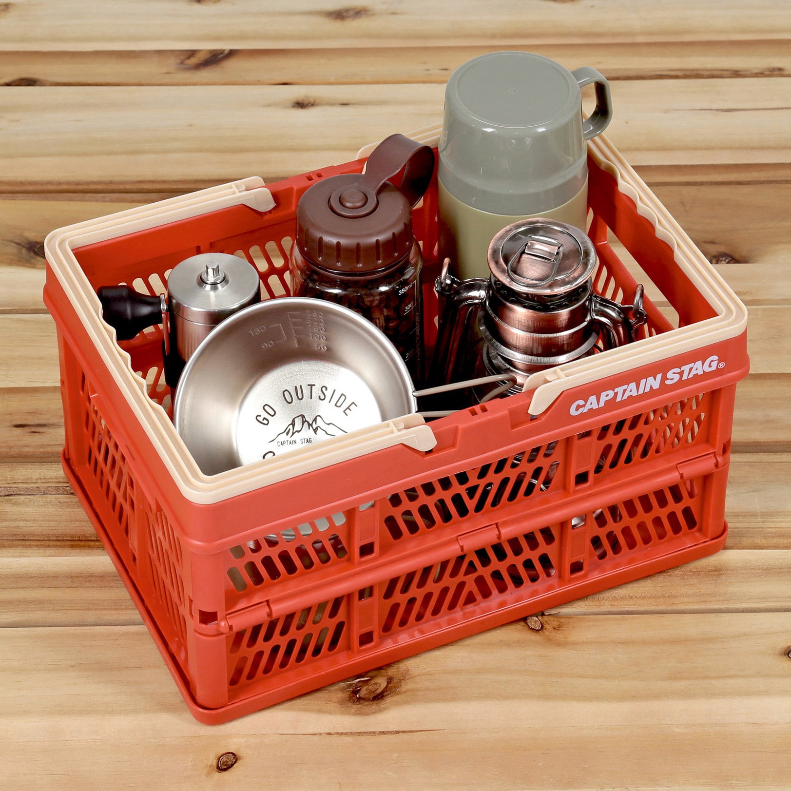UL-1040 FDハンディコンテナ CAPTAIN STAG 容量7L レッド色 外寸