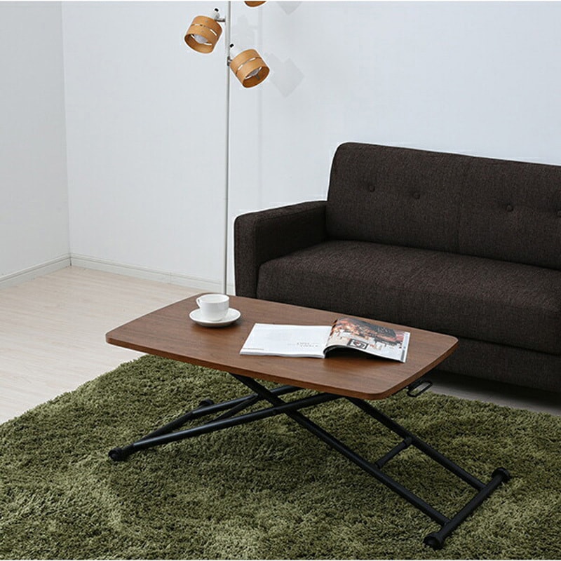 NGL-9055(OAK/IV) 突板昇降テーブル YAMAZEN(山善) 高さ115～700mm幅