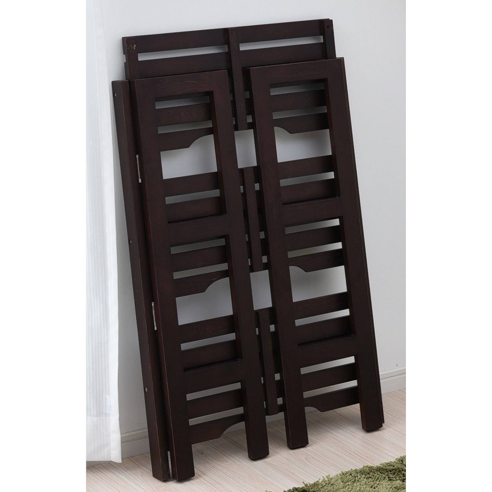 木製ラック ダークブラウン TNP-3(MBR) 天然木 折りたたみラック YAMAZEN(山善) ダーク