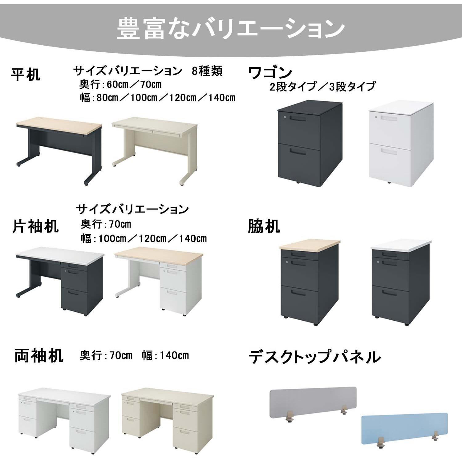 INVENT 片袖デスク(配送・組立サービス付き) 高さ700mm幅1200mm奥行700mm TKG-D127E6AMP2N