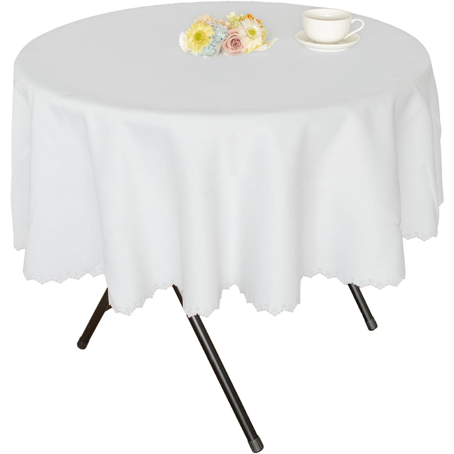 長机用 防炎テーブルクロス ロイヤル グレーホワイト 円形 丸金 寸法