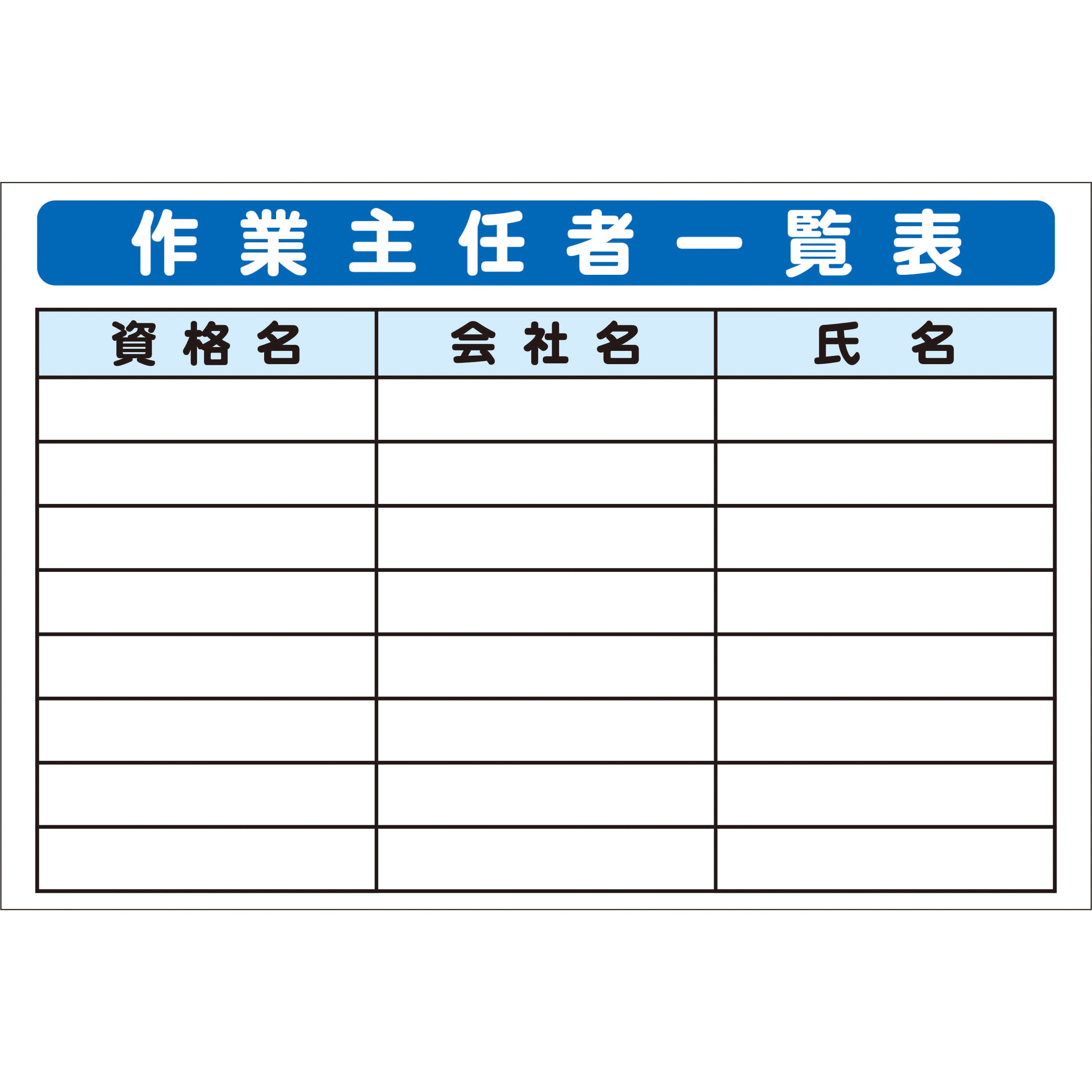 SYSP-05 システム掲示板パーツ 作業主任者一覧表 1枚 安全興業 【通販