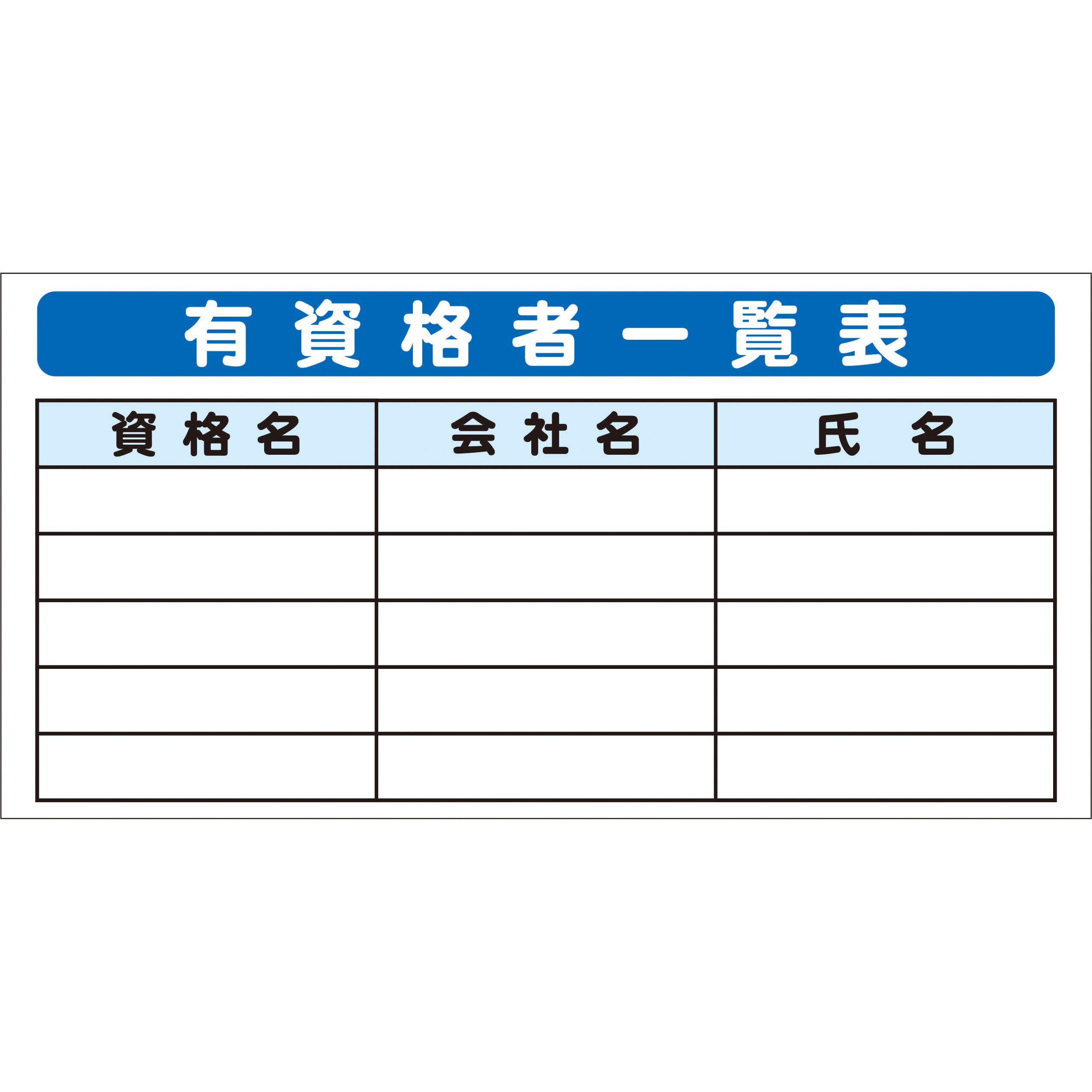 システム掲示板パーツ 有資格者一覧表 ブラスト興業 安全掲示板 【通販