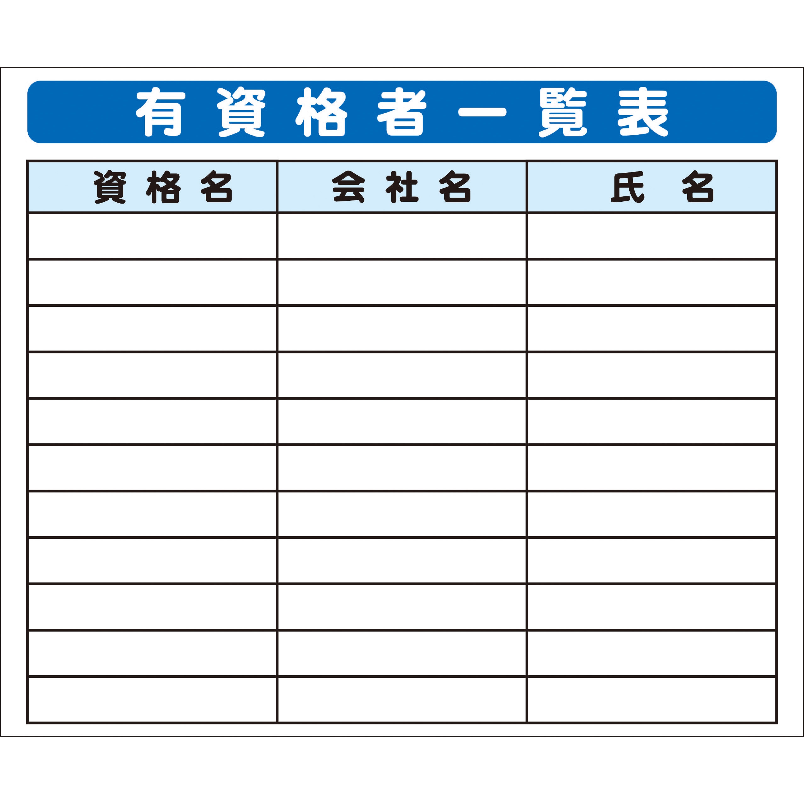 システム掲示板パーツ 有資格者一覧表 安全興業 安全掲示板 【通販