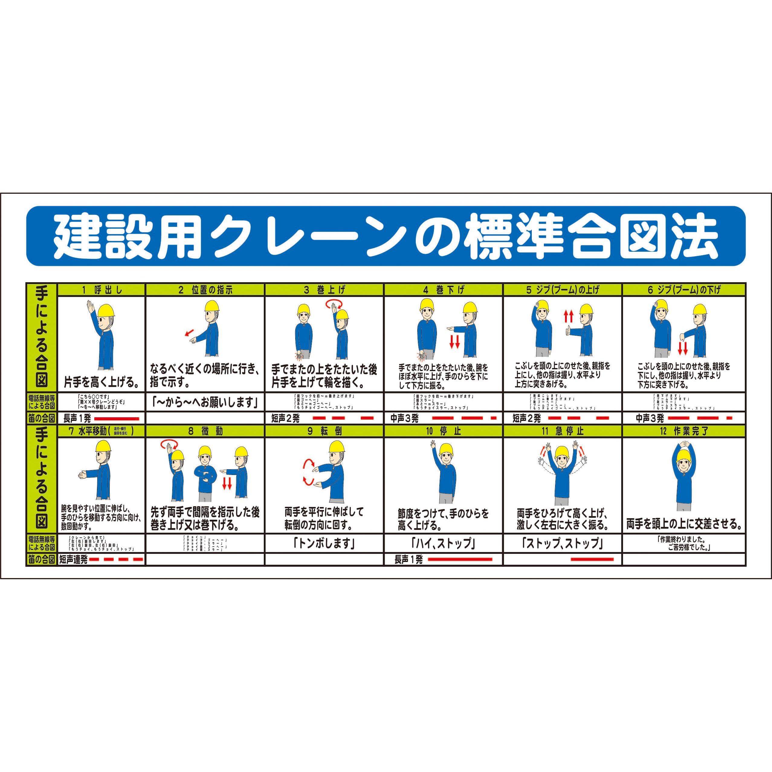 SYSP-63 システム掲示板パーツ 建設用クレーンの標準合図法 1枚 安全