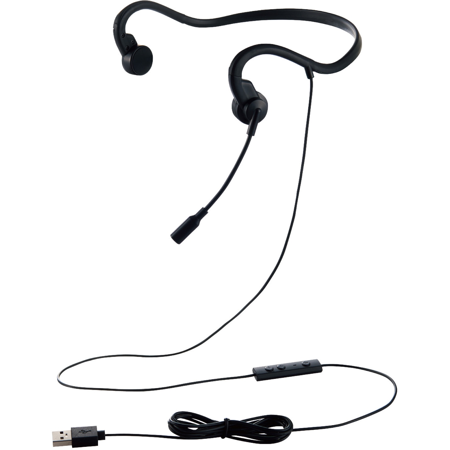 20点 新品 ヘッドホン ヘッドセット 有線 マイク付き エレコム 【E01】 HS-BC05UBK ヘッドホン ヘッドセット マイク付き 有線 USB接続 ネック
