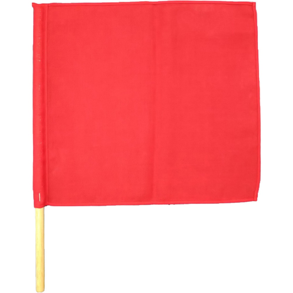 赤 36cm×40cm 船舶用 手旗 木製棒付(Φ1.5cm×51cm) ノーブランド サイズ