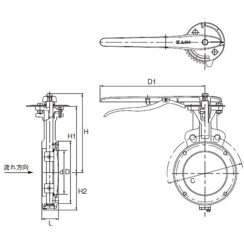 10UB-80A 10K ステンレス鋼製バタフライバルブ(レバー式・PTFE)(UBシリーズ) キッツ(KITZ) ウエハー 呼び径(B)3  10UB-80A - 【通販モノタロウ】