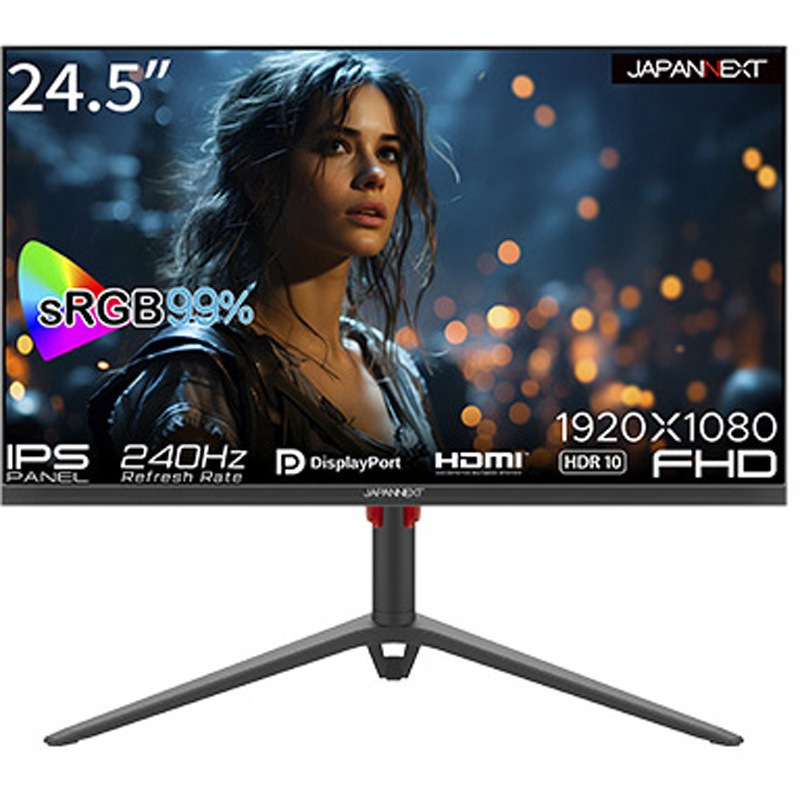 JN-IPS245G240FHDR-HP ゲーミング液晶ディスプレイ 24.5型/1920×1080/HDMI×2、DP×2/ブラック/スピーカー：有 JAPANNEXT IPS(AHVA)パネル 非光沢 応答速度3ms(OD)